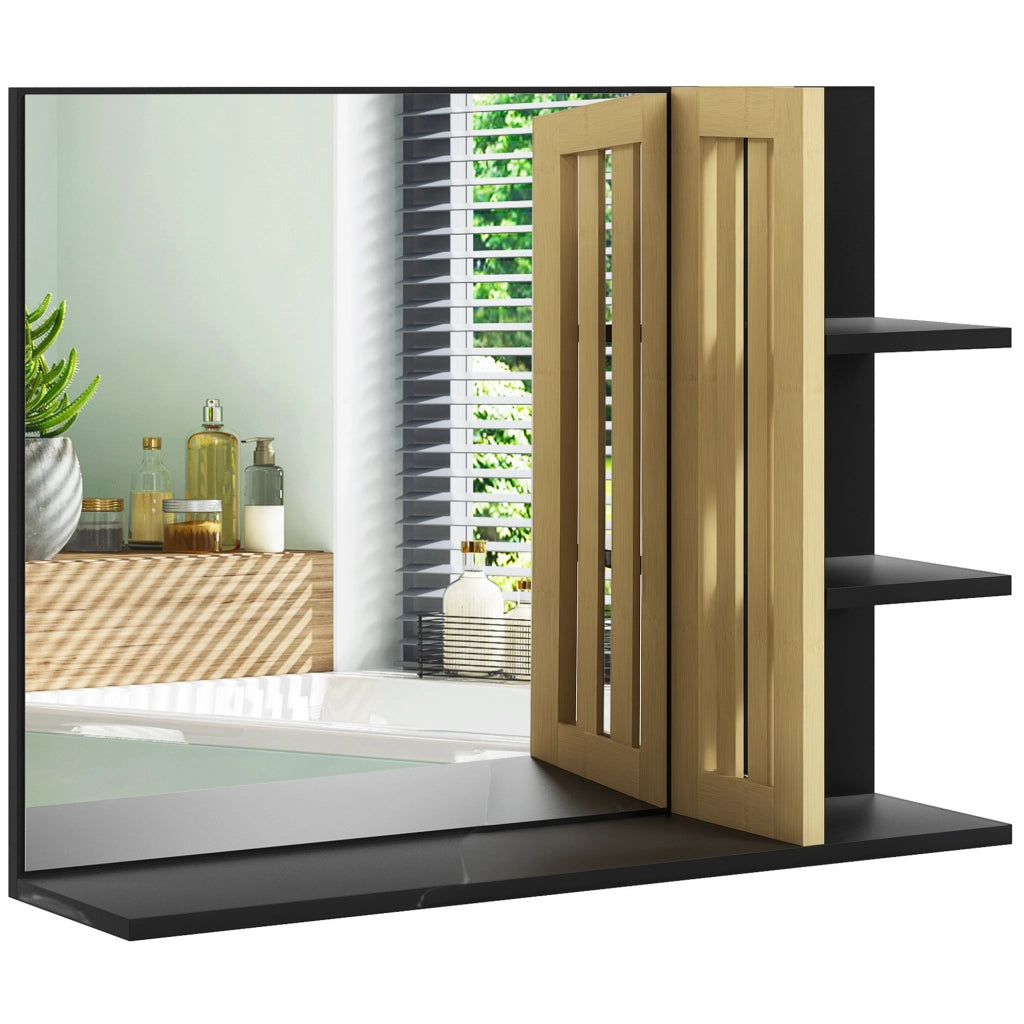 Specchio con ripiani per bagno ¨C zephmum ¨C legno di bamb¨´ 40x60x15