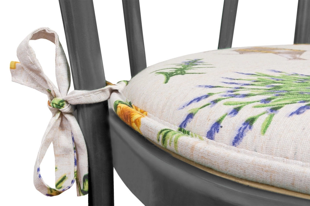 Set 4 Cuscini Sedia Provenza Rotondi Cotone Lavabili Morbidi Coprisedie Tondi Stile Provenzale