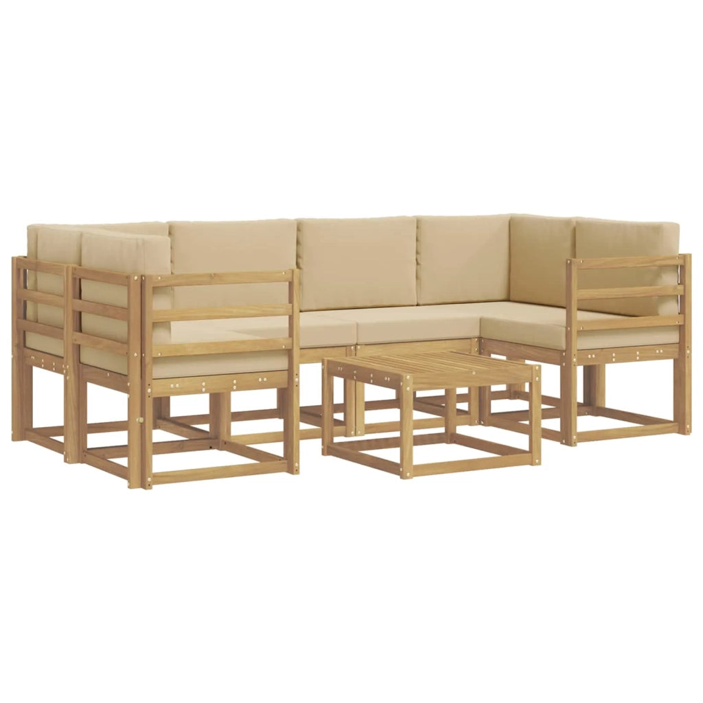 Set di divani da esterno con cuscino 7 pcs Bianco e Beige 3387302