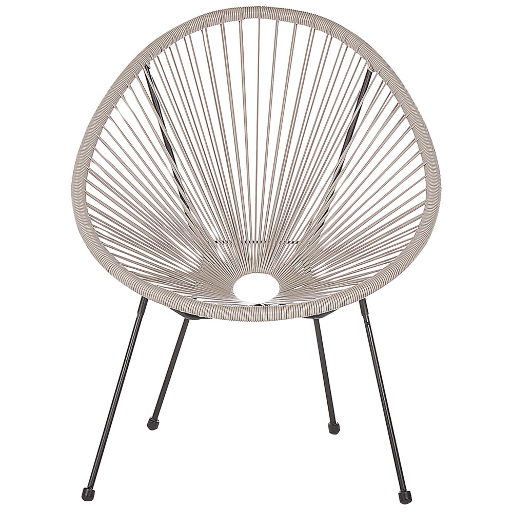 Sedia Giardino rattan sintetico a Raggi Grigio Chiaro Resistente Agenti Atmosferici
