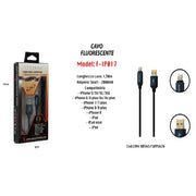 Trade Shop - Cavo Fluorescente Ricarica Per Iphone Ipad Ipod 1,50mt 5volt - 2000ma Maxtech F-ip017 -
