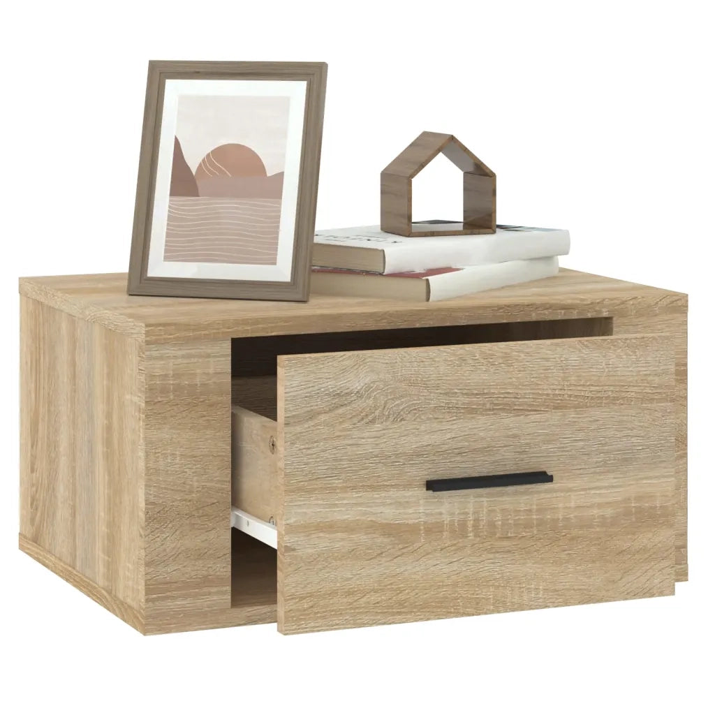 Set di 2 Comodini | Armadio da Notte | Mobiletto da notte a Muro Rovere Sonoma 50x36x25 cm