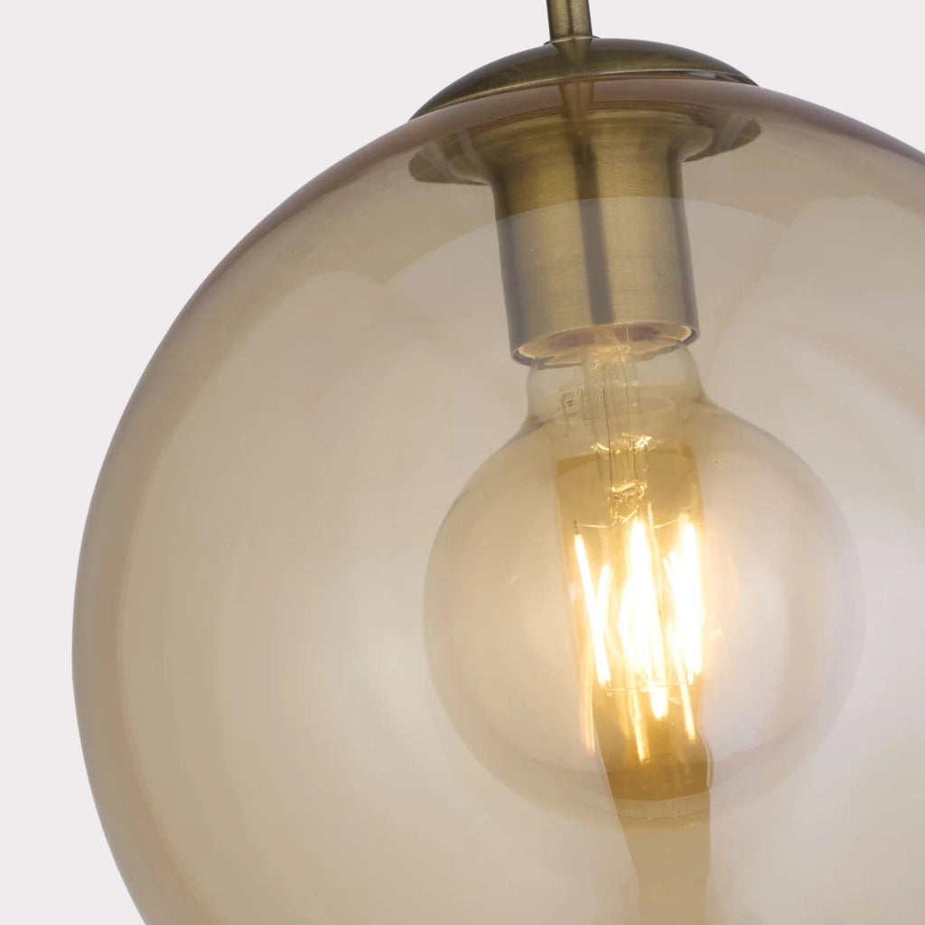 Sospensione Contemporanea Balls Acciaio Adjustable Vetro Ambra 1 Luce E27 D25Cm