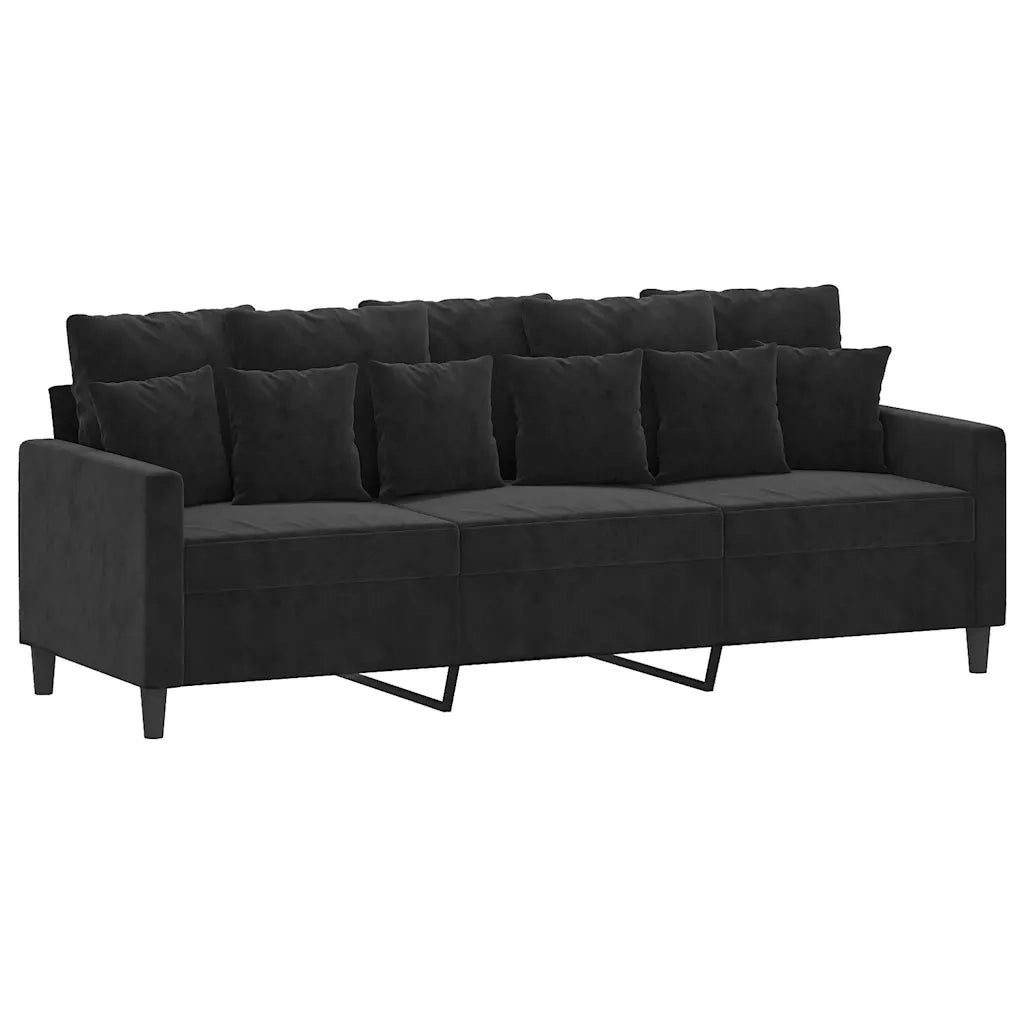 Divano a 3 Posti Nero 180 cm in Vellutocod mxl 83239