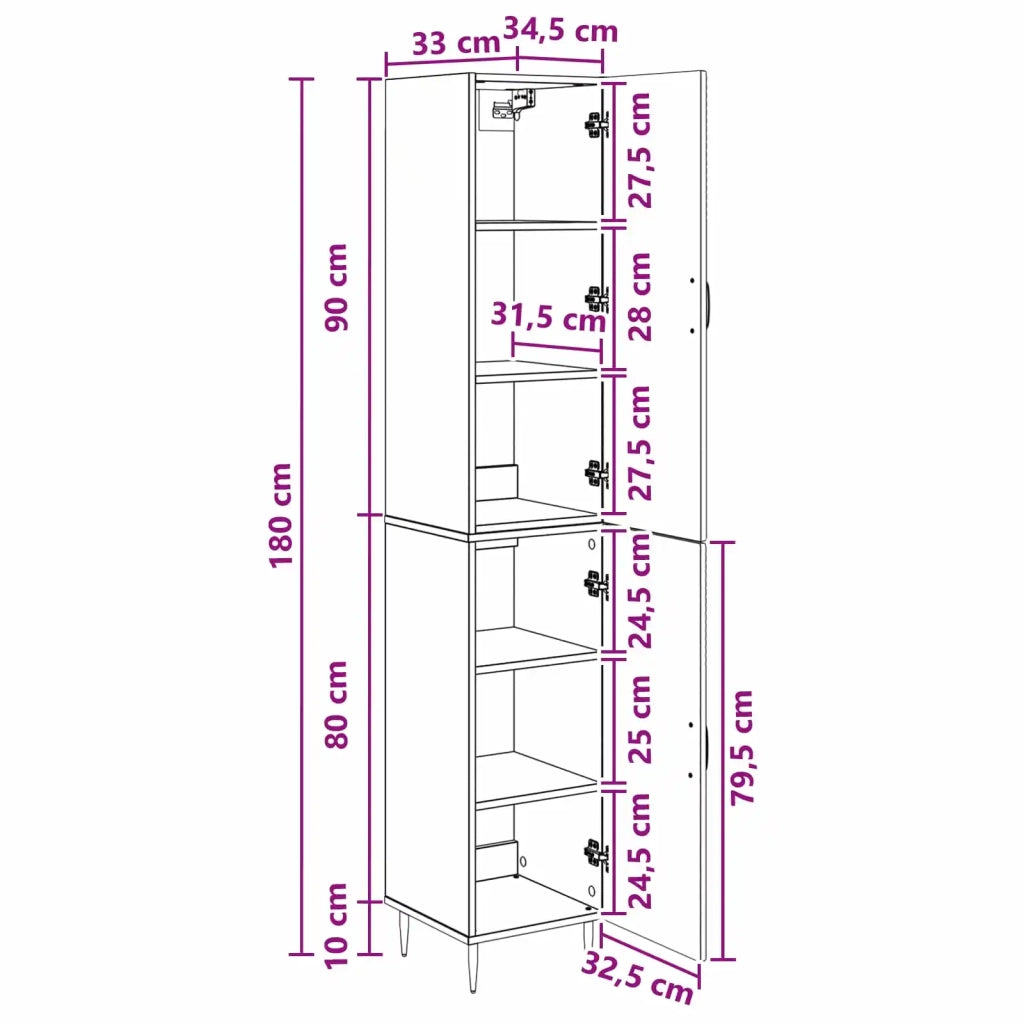 Set di armadi 2 pcs Grigio Cemento 33 x 34,5 x 89,5 cm 3416631
