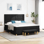 Letto a molle con materasso Nero 180 x 200 cm Tessuto
