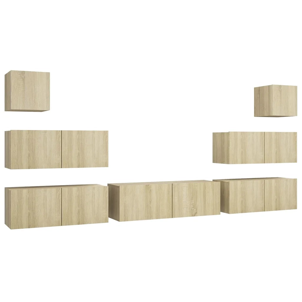 Set di Mobili Porta TV 7 pz-Set di 7 Credenza per TV Rovere Sonoma in Legno Multistrato 732995