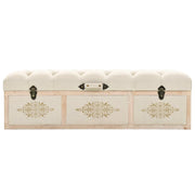 Cassapanca 110 cm Crema in Legno Massello di Abete 345719
