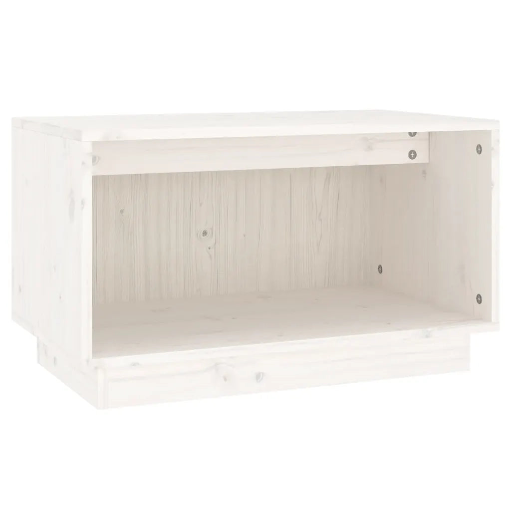 Mobile Porta TV Bianco 60x35x35 cm in Legno Massello di Pino 813825