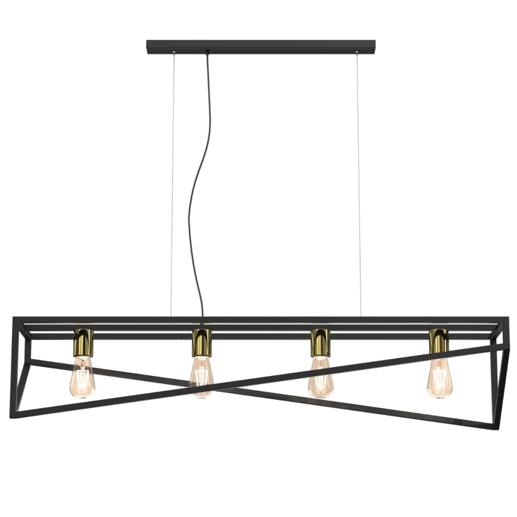 Lampada a sospensione industriale nera oro Gote 4xE27 Luminex