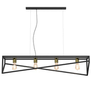 Lampada a sospensione industriale nera oro Gote 4xE27 Luminex