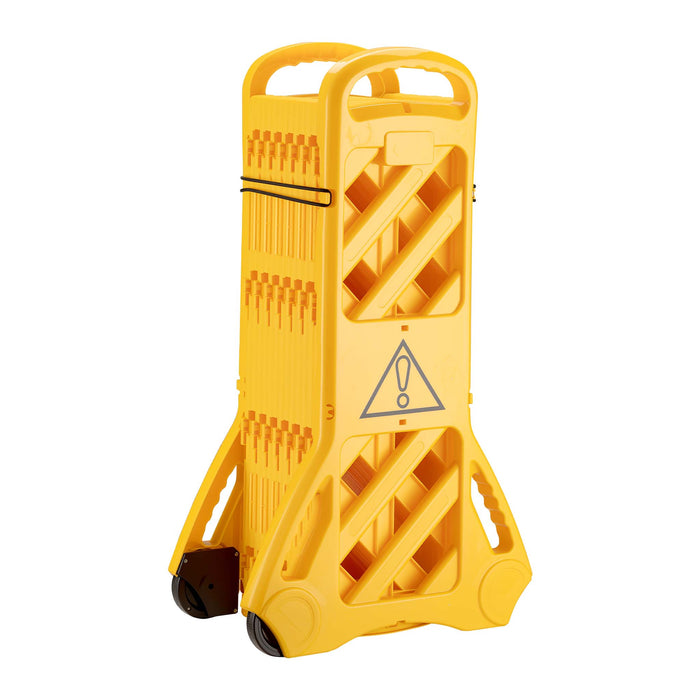 Barriera mobile portatile, barriera pieghevole 60 x 32 x 101 cm, recinzione estensibile fino a 3,9 m con ruote e maniglie, barriera in PE robusto