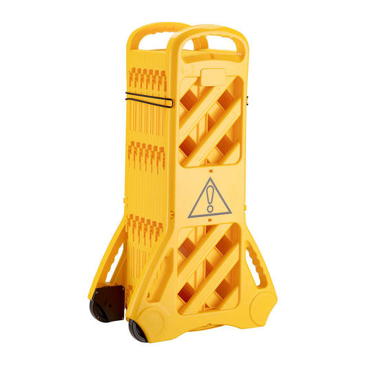 Barriera mobile portatile, barriera pieghevole 60 x 32 x 101 cm, recinzione estensibile fino a 3,9 m con ruote e maniglie, barriera in PE robusto