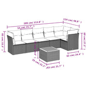 Set Divani da Giardino 7 pz con Cuscini Grigio in Polyrattancod mxl 112454