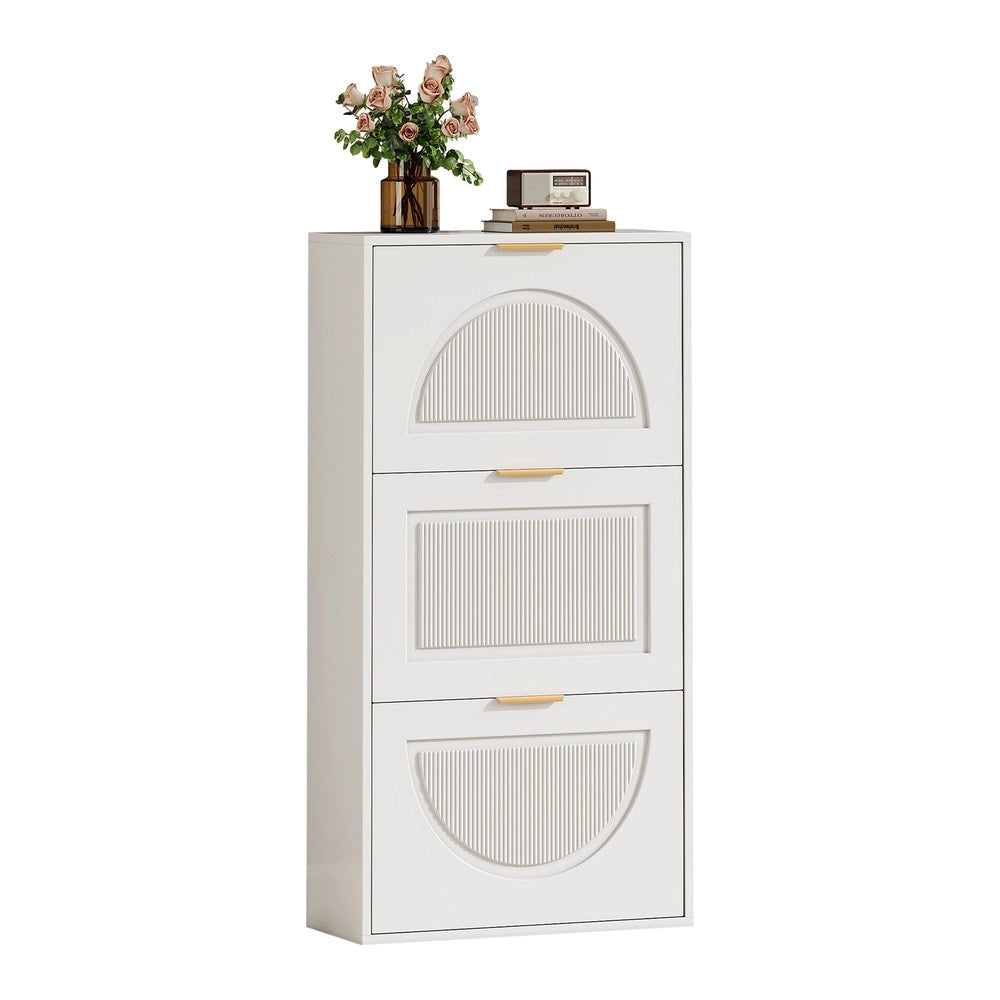 Scarpiera Slim a 3 Ante ¨C MINIMAL ¨C Bianco, 60x24x114 cm