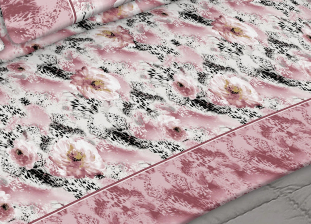 Completo Lenzuola Letto 100% Cotone Made Italy Disegno Animalier CN - Singolo - Rosa