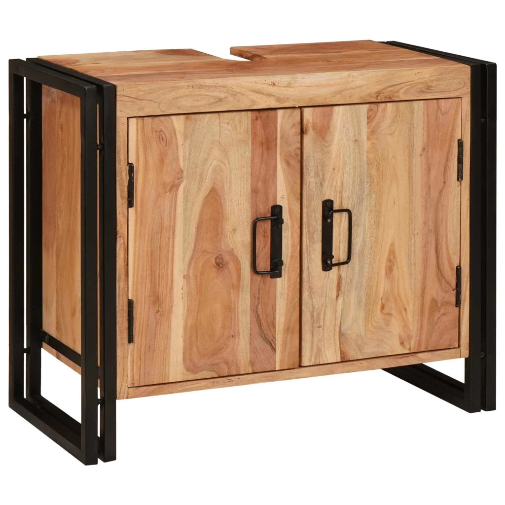 Armadio sottolavello con porta Marrone Legno di Acacia Massello 4102767