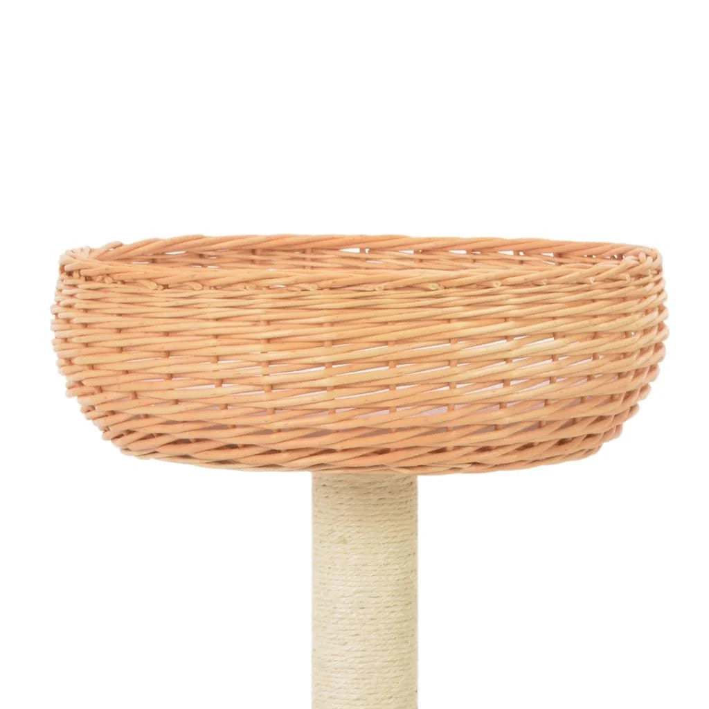 Tiragraffi albero per gatti cuccia per gatti giocattolo peluche in sisal naturale e legno di salice 3702280