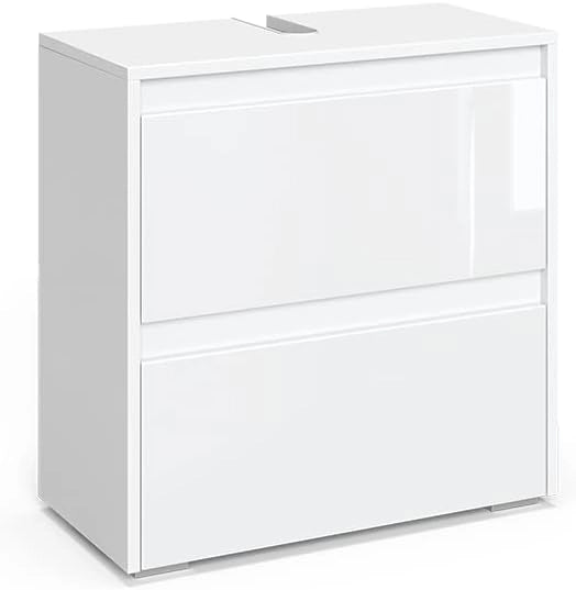 Mobile sottolavabo per bagno Majest, Bianco lucido, 60.2 x 62.1 cm, con ritaglio per sifone e aperture di ventilazione per l’installazione