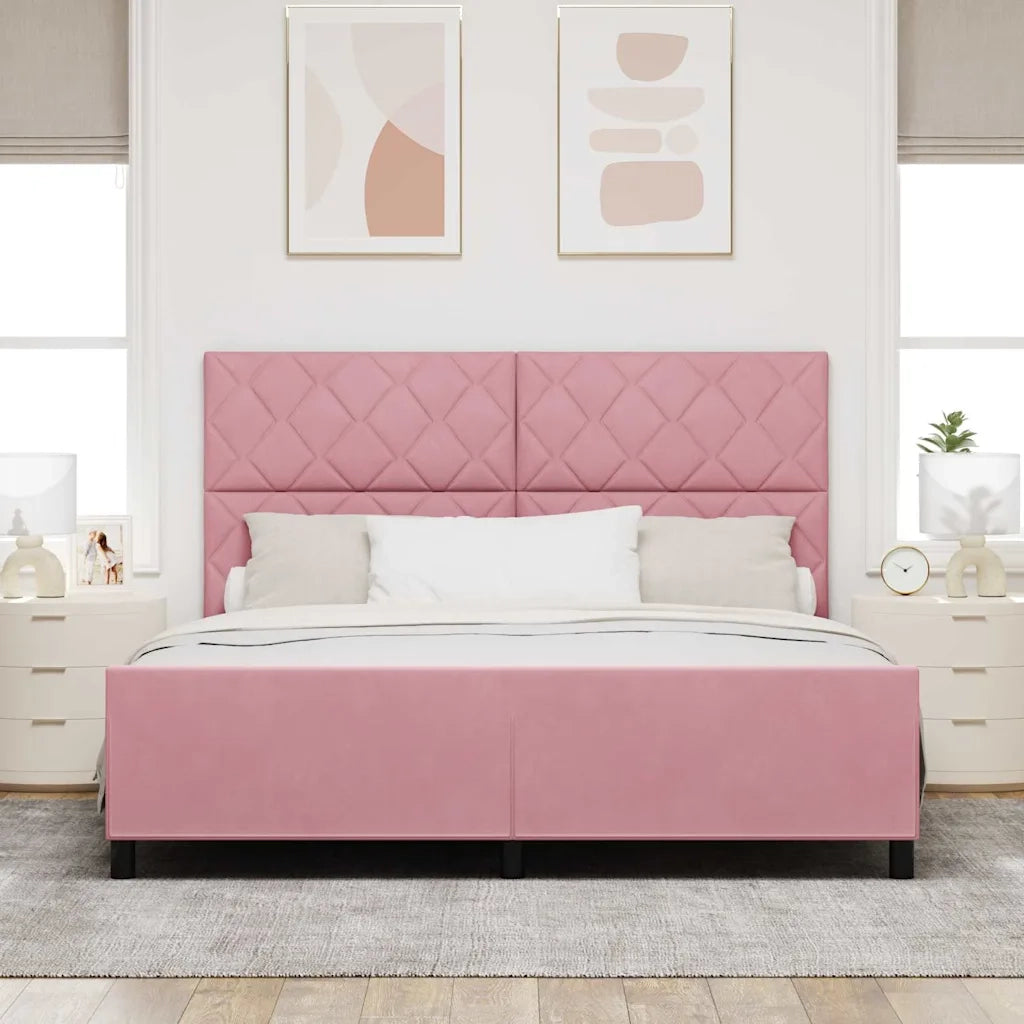 Letto a molle con testiera Rosa 180 x 200 cm Velluto 3345028