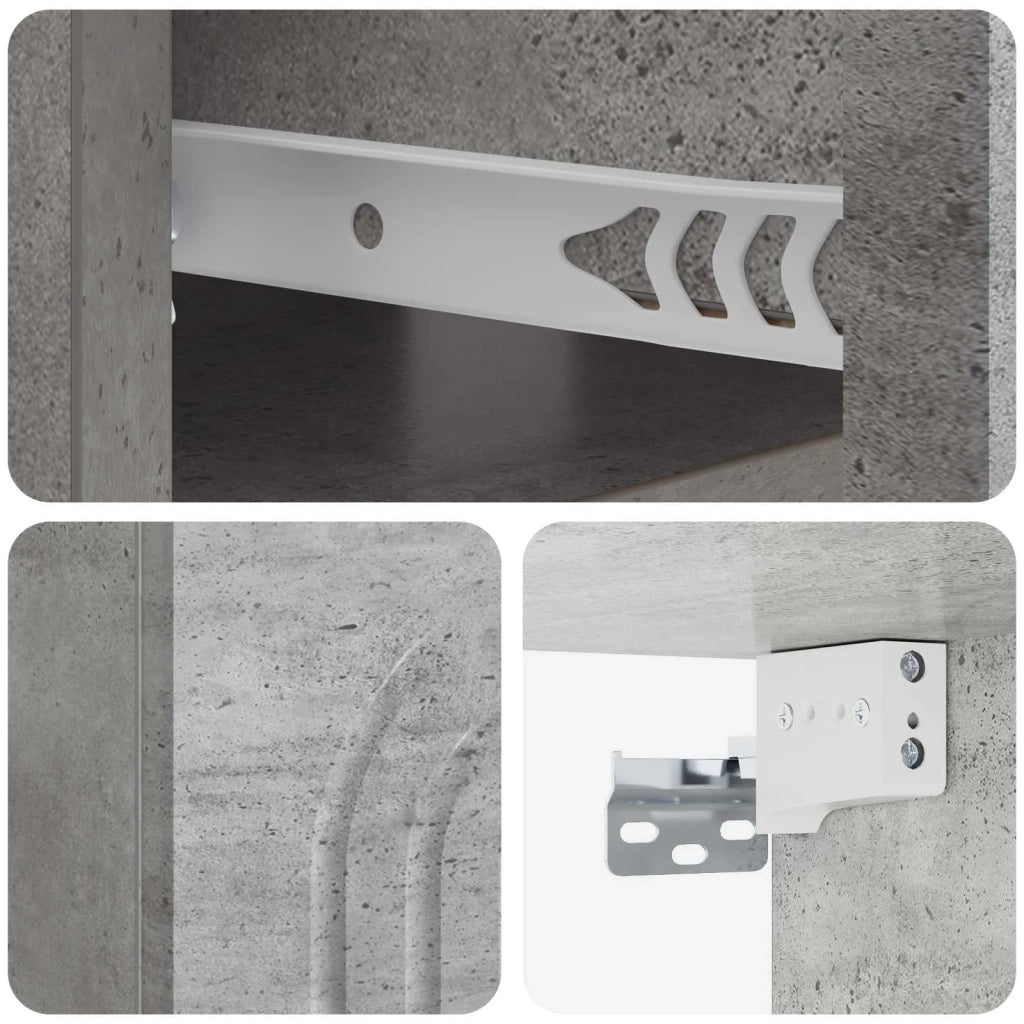 Comodino | Armadio da Notte | Mobiletto da notte a muro Grigio Cemento 49 x 34,5 x 20 cm