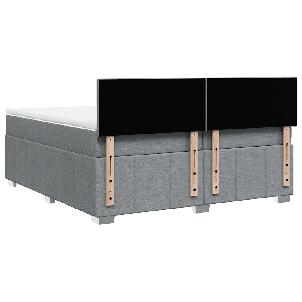 Giroletto a Molle con Materasso Grigio Chiaro 200x200cm Tessuto