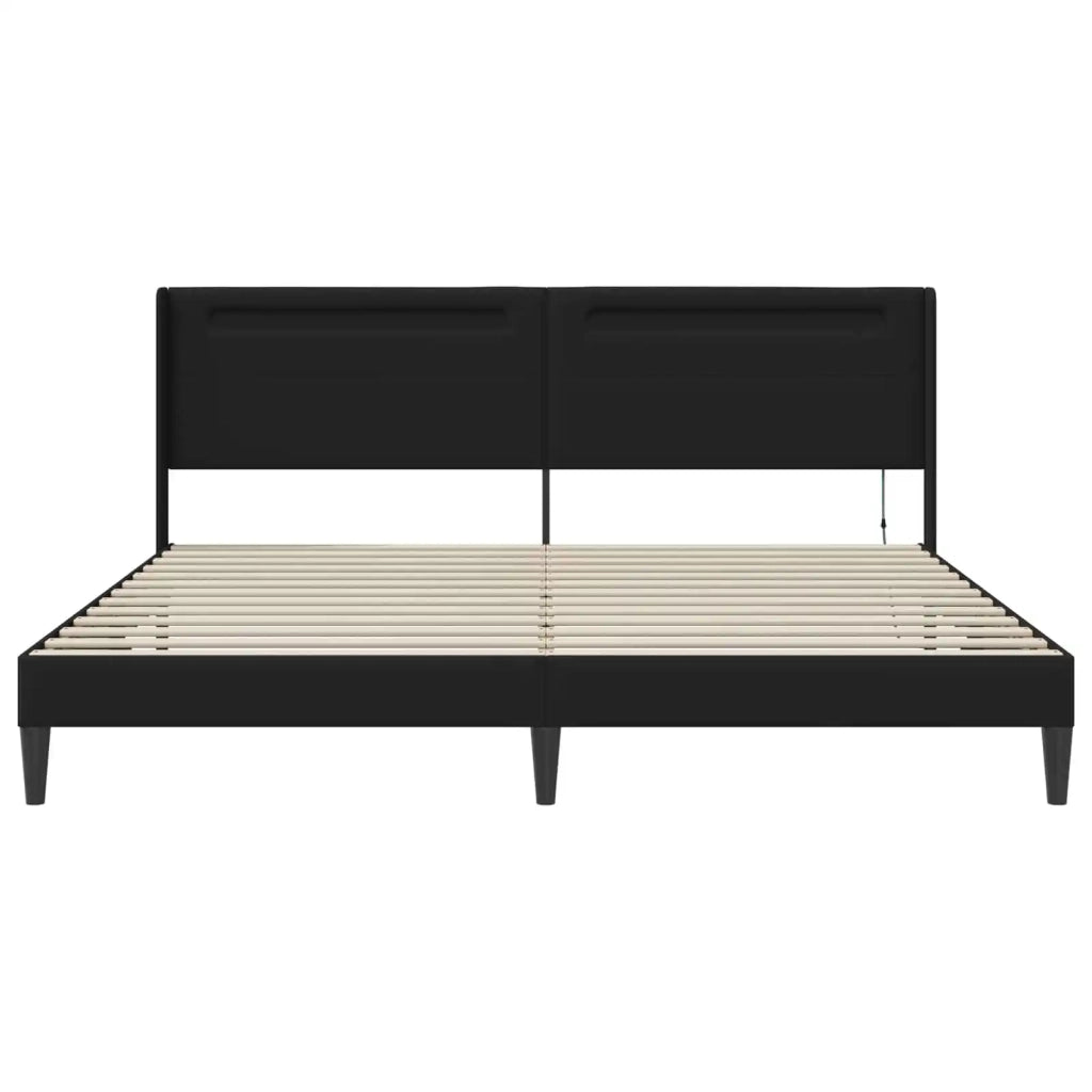 Struttura del letto con testiera Nero 180 x 200 cm Similpelle