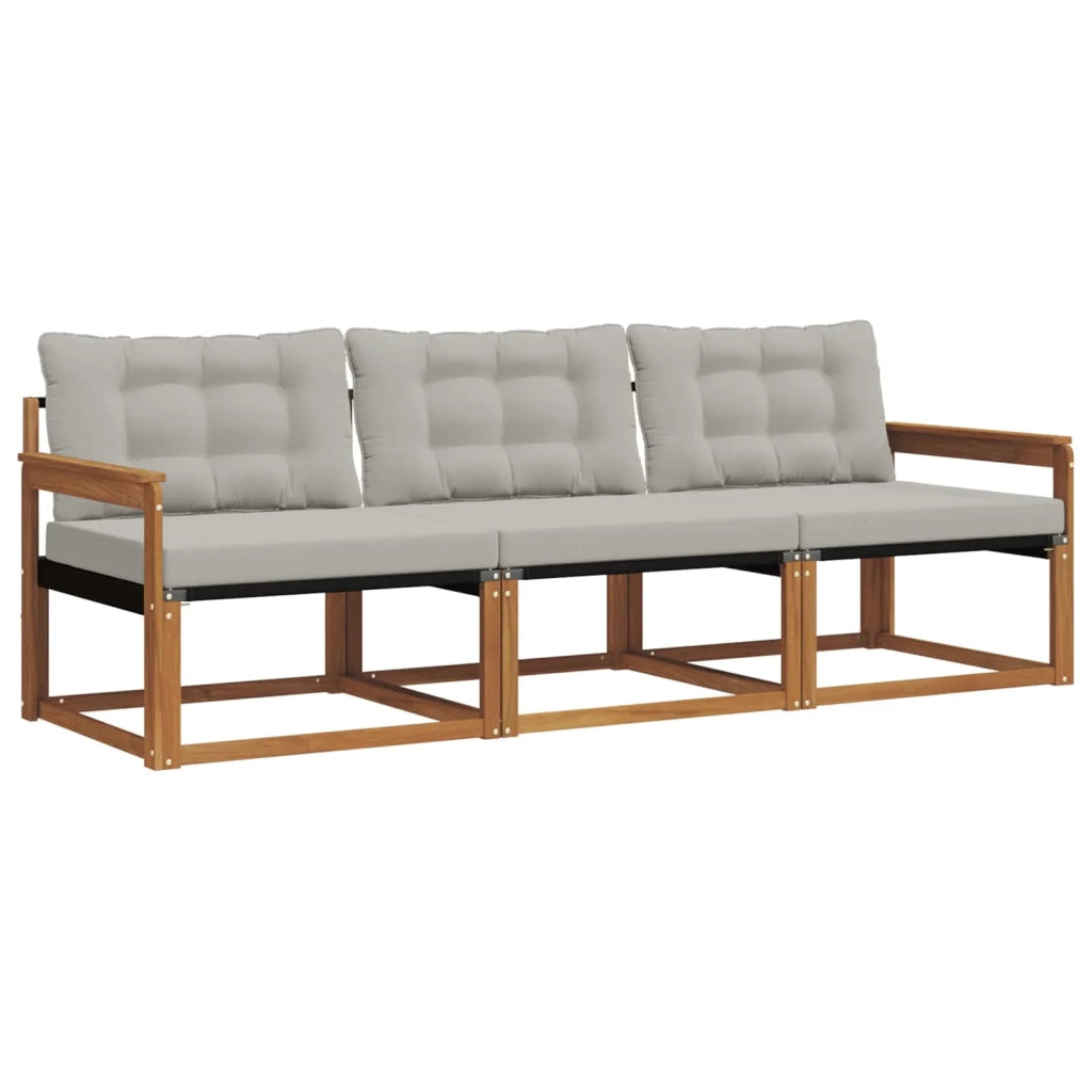 Set di divani da esterno 3 pcs Grigio Naturale e Chiaro