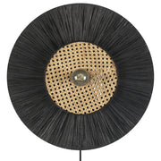 Lampada da parete con paralume in carta nera Japandi in stile naturale