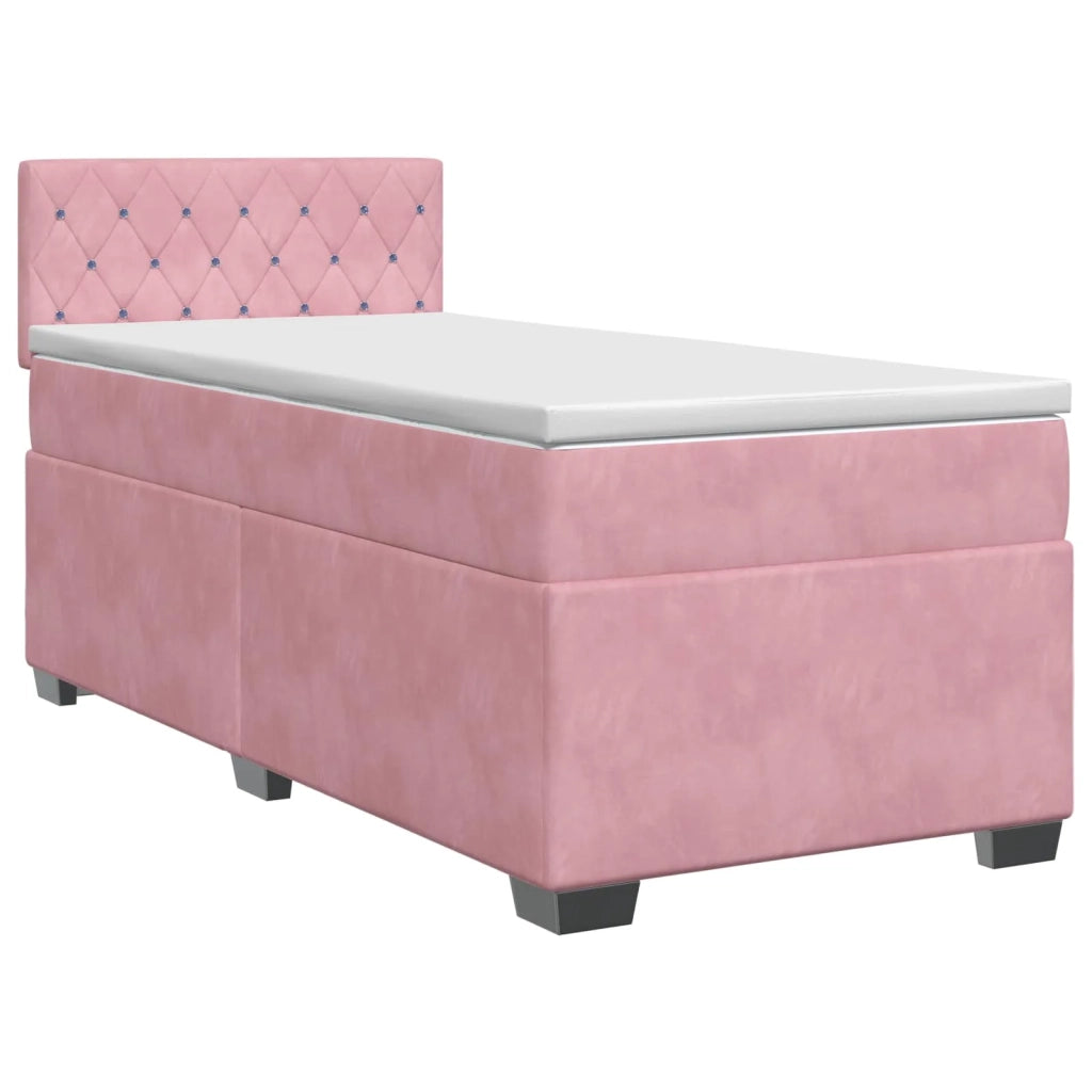 Letto box spring con materasso Rosa 100 x 200 cm Velluto 3450655