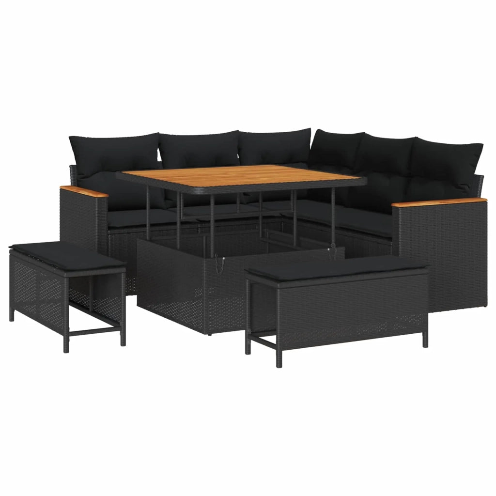 Set Divano da Giardino 8 pcs Nero polyrattan 3362904