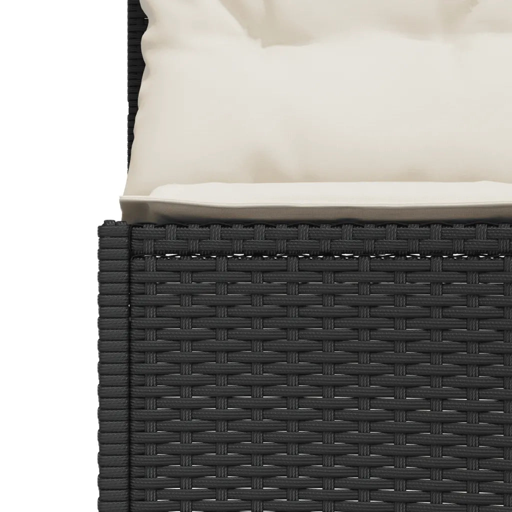 Divano Giardino con Tavolo e Cuscini Circolare Nero Polyrattan