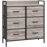 Cassettiera con 6 Cassetti Pieghevoli di Tessuto con Struttura in Acciaio Stile Industriale 79x29x85 cm Grigio