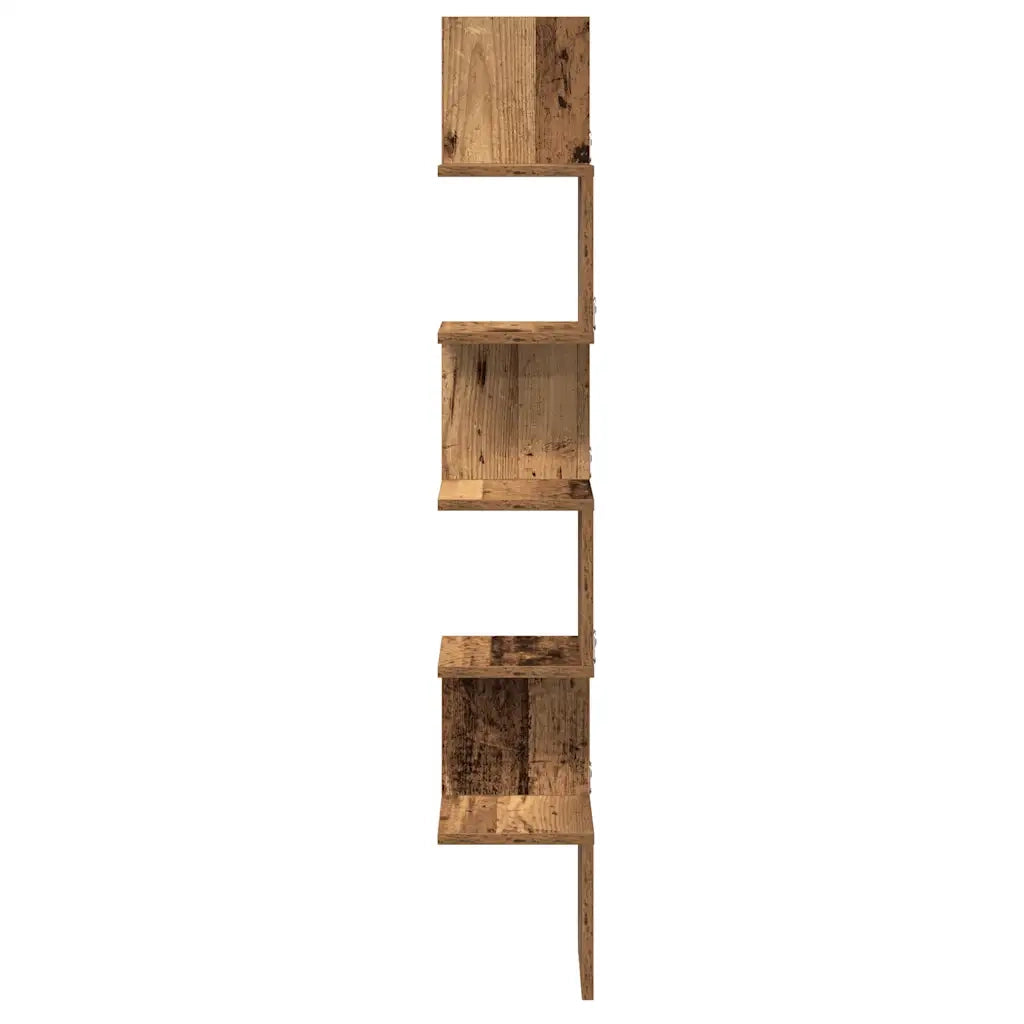 Mensola Angolare Legno Antico 20x20x127,5 cm Truciolato 856614