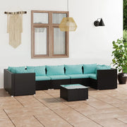 Set Divani da Giardino 8 pz con Cuscini in Polyrattan Nero cod mxl 34625