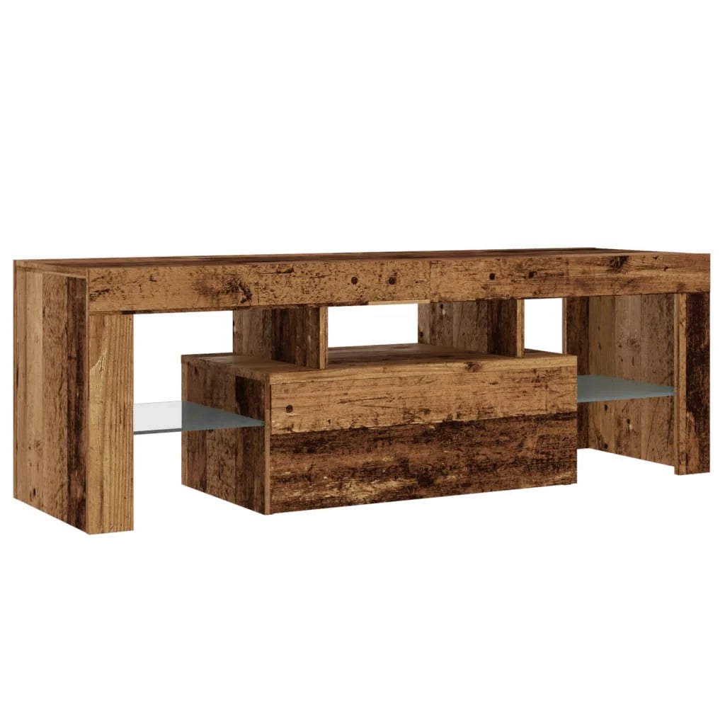 Mobile TV multimediale mensola per TV credenza per TV sala da pranzo soggiorno camera da letto con luci a LED legno invecchiato legno ingegnerizzato marrone 02_0026840