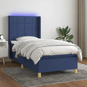 Letto a Molle con Materasso e LED Blu 90x190 cm in Tessuto 3138843