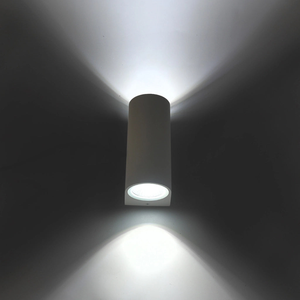 APPLIQUE LED 6W CON DOPPIA EMISSIONE LUMINOSA A LUCE FREDDA 6500K° - DESIGN CILINDRICO IN ALLUMINIO PER ESTERNI IP65
