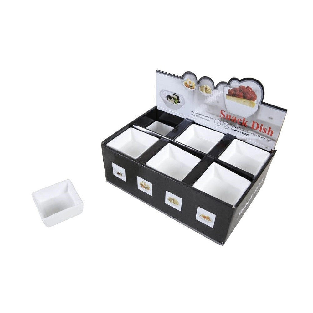 Trade Shop - Set 18 Pz Piatto Ciotole Quadrate Antipasti In Porcellana Aperitivo Snack 151679 -