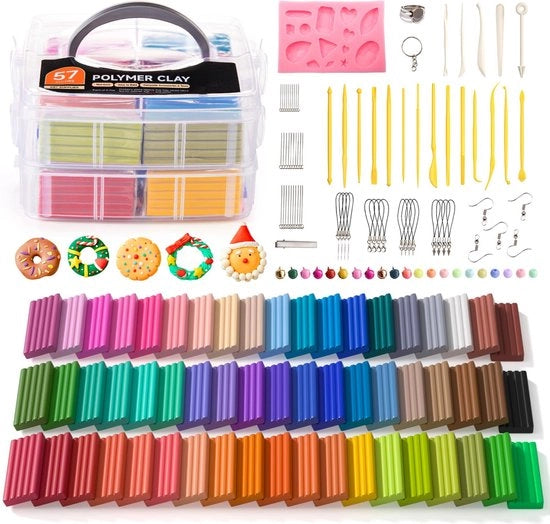 Set di Modellazione - Polimero di Modellazione e Argilla per Modellare - Kit di Modellazione DIY con 57 Colori e Forme di Argilla - Modellazione Creativa e Uscita Facile - Accessori per Modellazione Creativa
