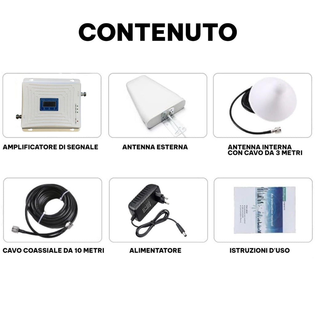 Kit ripetitore amplificatore booster segnale antenna GSM DCS 5G/4G/3G universale