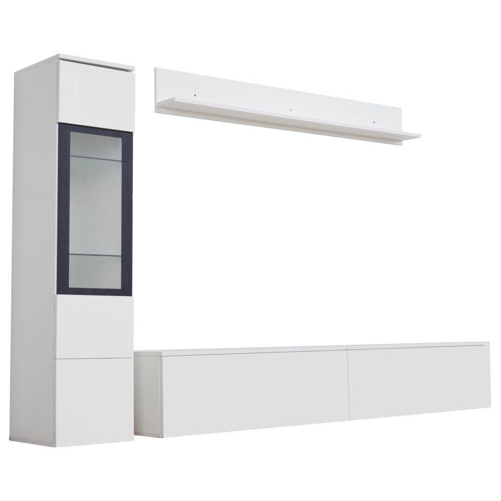 Set TV 3 pezzi con illuminazione LED - Zephmum - Bianco lucido
