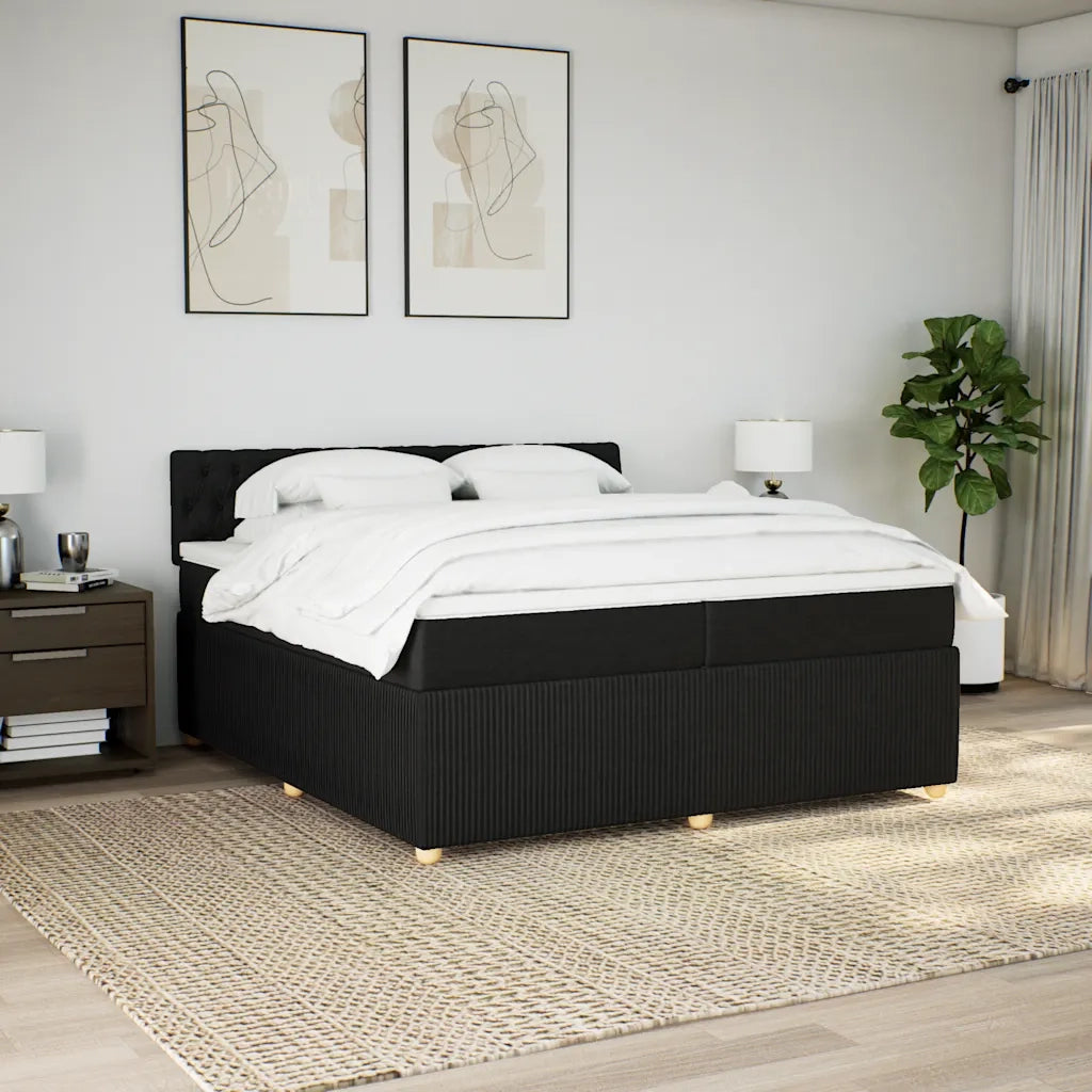 Giroletto a Molle con Materasso Nero 200x200 cm in Tessuto 3287572
