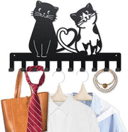 Hanger per parete in metallo - 10 ganci - manubri per chiavi - tema animale - design decorativo - tono grigio - maniglia per porta