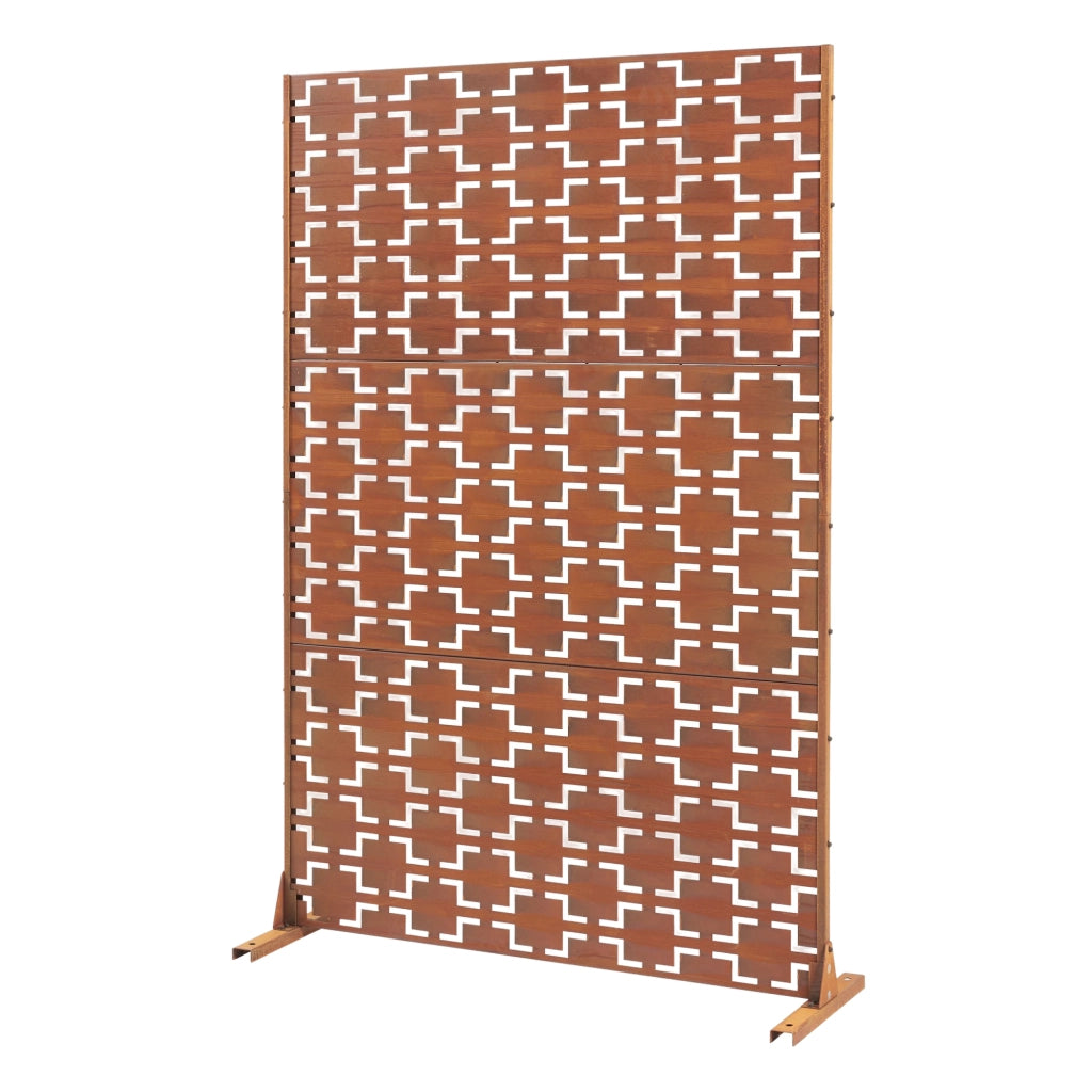 Pannello Divisorio Basciano Struttura Traforata in Acciaio Corten 180 x 120 cm Marrone Ossidato casa.pro