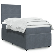 Giroletto a Molle con Materasso Grigio Scuro 100x200 cm Velluto