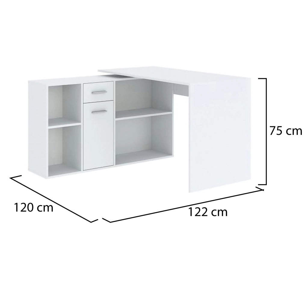 Linare, Scrivania Modulabile, 122x120x75h cm Bianco