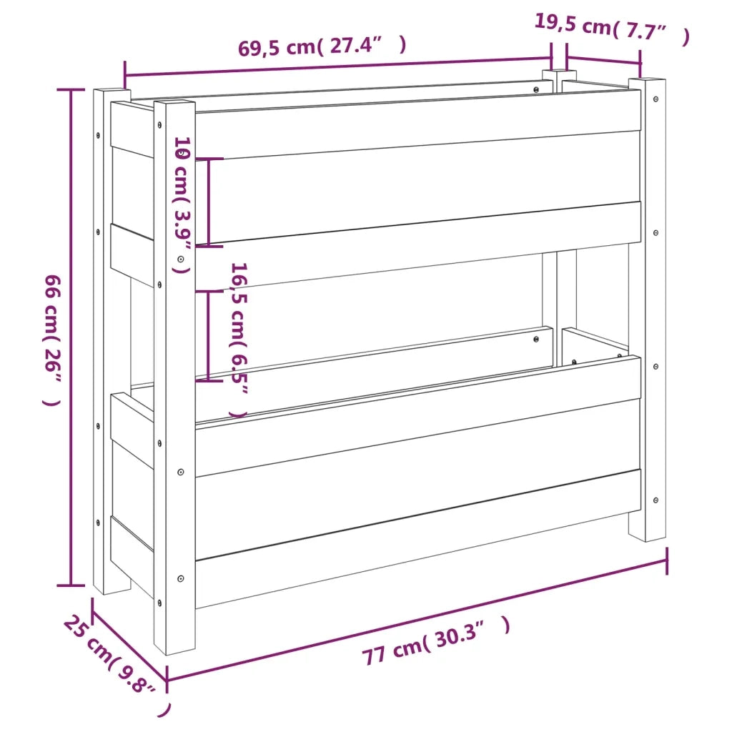 Fioriera-Vaso da Esterno-Contenitore per Piante Nera 77x25x66 cm in Legno Massello di Pino