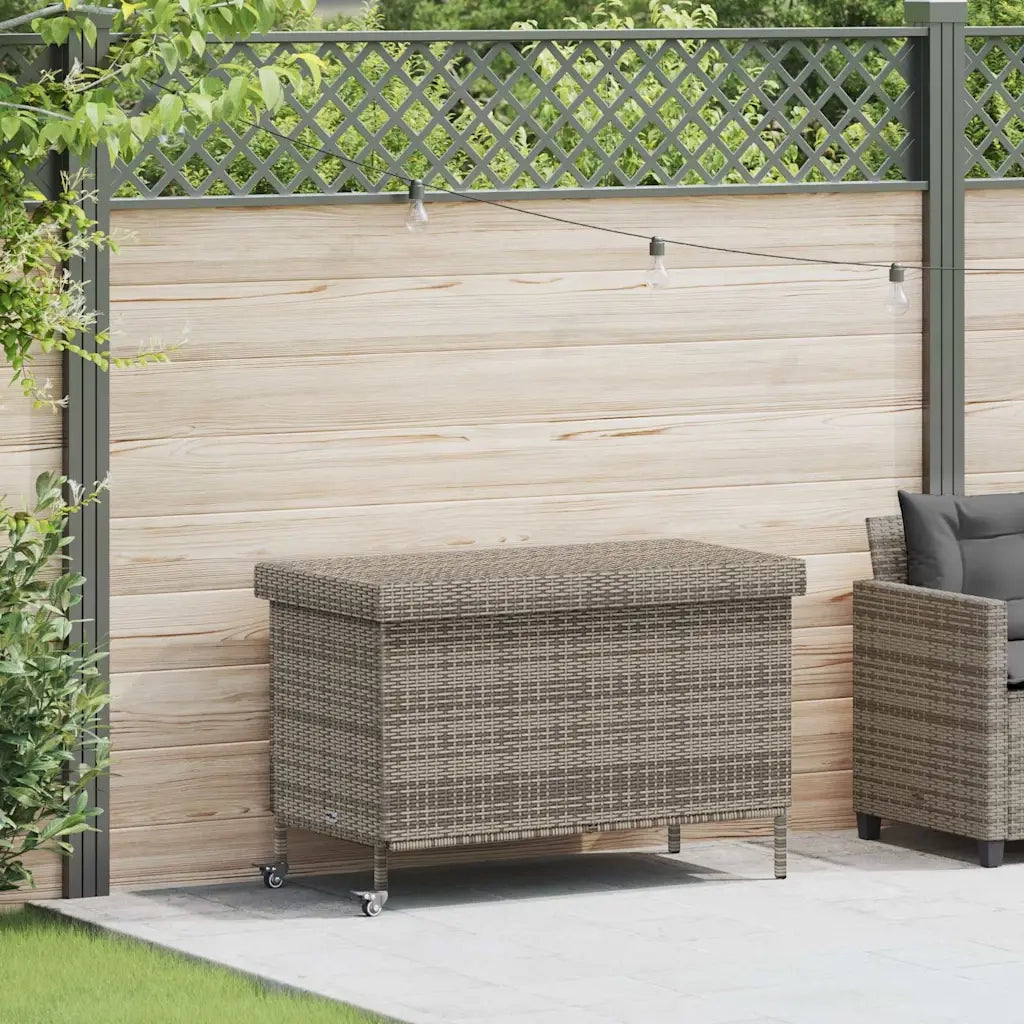 Contenitore da Giardino con Ruote Grigio 110x55x73cm Polyrattan 4103828