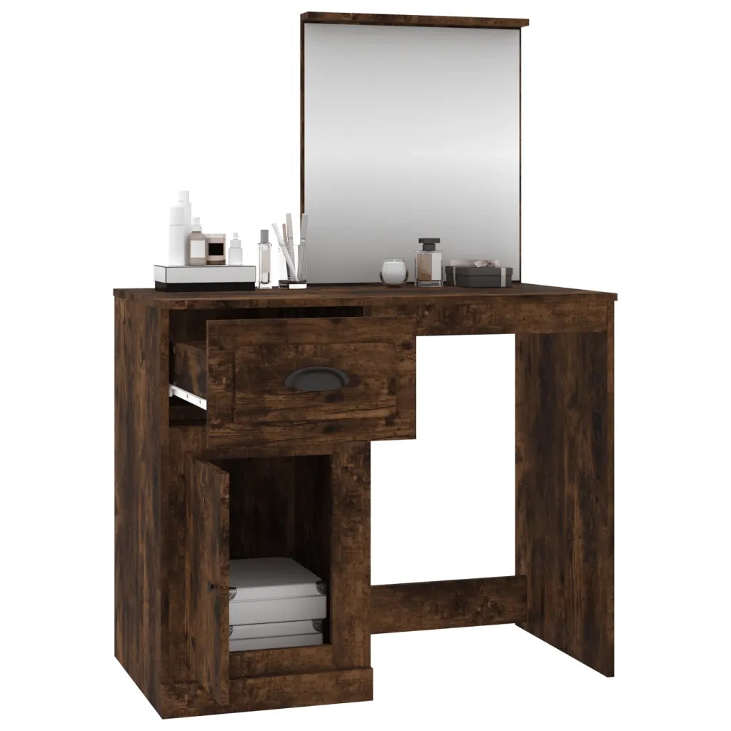 Toeletta Specchio Rovere Fumo 90x50x132,5cm Legno Multistrato 816765